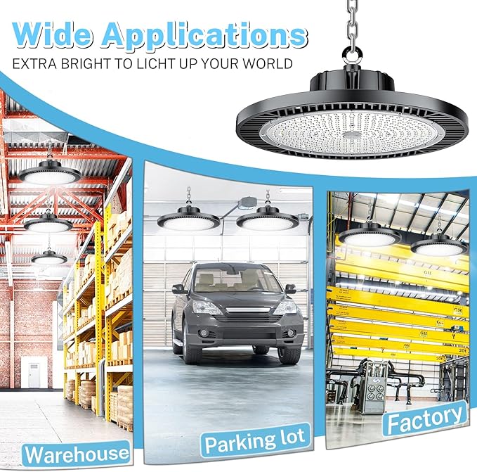 THELUX 1PACK UFO Led High Bay Light Shop Light 200W Super Bright 30000Lm 5000K,100V-277V, Isolated Driver with IP65 LED Shop Light for Garage Warehouse Factory Logistics Center with FCC certificated