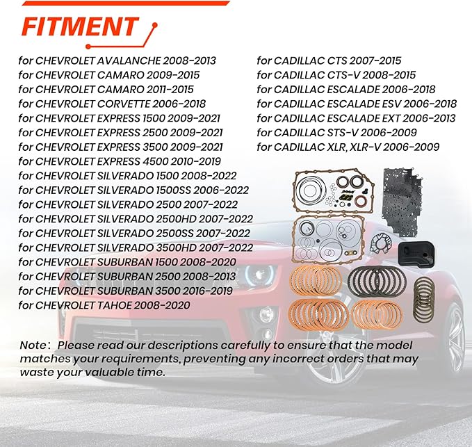 6L90 6L80 Transmission Master Rebuild Kit, Compatible with Escalade CTS Silverado Suburban Express 1500, Automotive Replaces Transmission Overhaul Steel Part with Filter 6L90E 6L80E