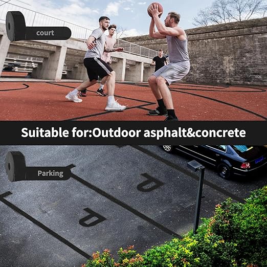 Pavement Marking Tape Slip-Resistant and Durable, Heavy-Duty Rubber Base for Outdoor Applications, Perfect for Driveways, Walkways, and Parking Areas (Black, 2 Inch X 18 Feet)