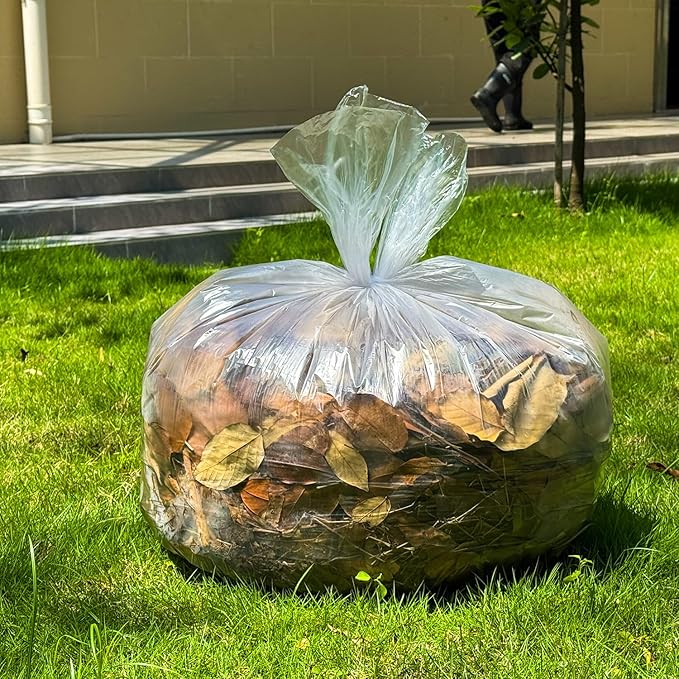 33 Gallon Clear Trash Can Liners, 33'' x 40'', 500 Count, High Density Garbage Bags for Home, Outdoor, Recycling, Commercial, and Industrial Use
