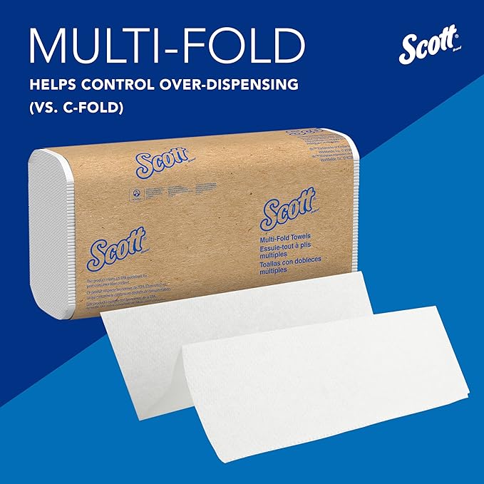 Scott Professional Universal Multifold Paper Towels, Bulk (01840), Absorbency Pockets, White, 9.2'x9.4' Towel, Compressed, Compact (250 Sheets/Pack, 16 Packs/Case, 4,000 Sheet Total)