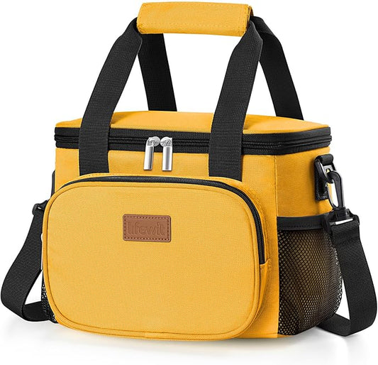 Lifewit Medium Lunch Bag Insulated Lunch Box Soft Cooler Cooling Tote for Adult Men Women, Orange 12-Can (9L)