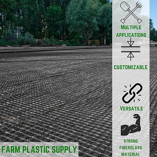 Farm Plastic Supply - Retaining Wall Geogrid - Driveway Stabilization Grids, Gravel Grid Walls Geocell Geogrid for Retaining Wall, Retaining Wall, StrataGrid (3' x 50')