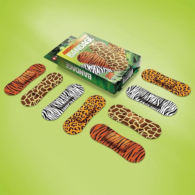BioSwiss Kids Bandages, Animal Print Shaped Self Adhesive Bandage Set, Latex Free Sterile Wound Care, 24 Count