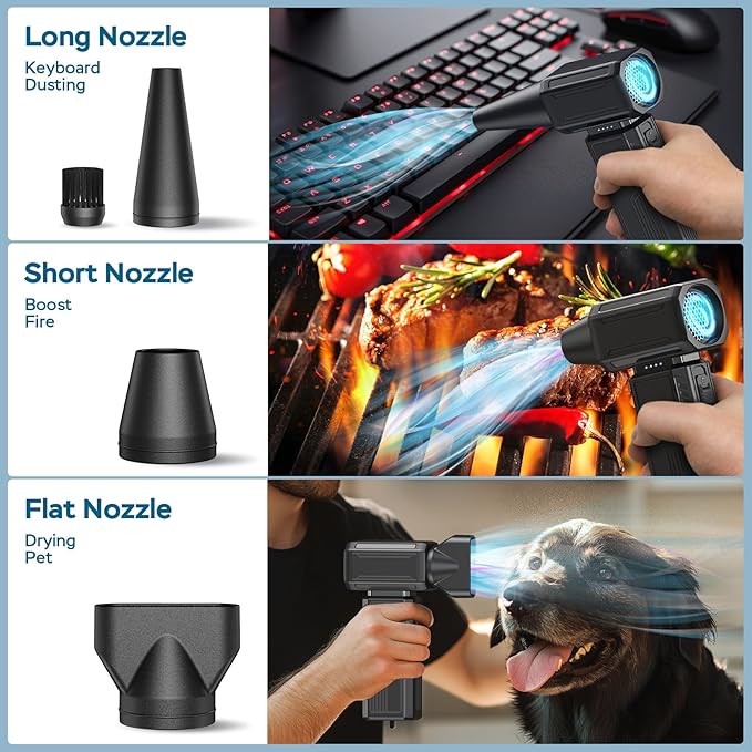 Compressed Air Duster,130000RPM Electric Duster,Stepless Speed Mini Air Blower,Replace Canned Air Duster,Cordless Rechargeable Jet Fan Blower for Keyboard Computer Car Cleaning Dry-Yellow