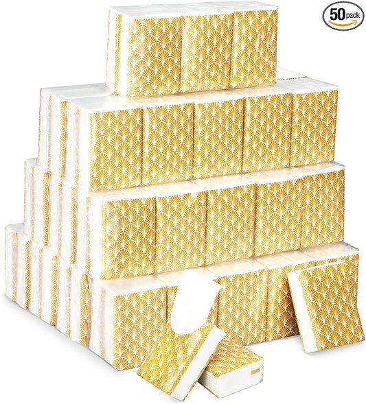 Ctosree 50 Pack Vintage Pocket Tissues Travel Packs Bulk 500 Sheet Small Tissues Pocket Packs Party Favors 3 Ply Mini Travel Size Individual for Allergy Camping