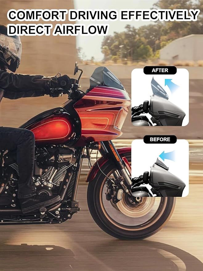8" Wave Windshield Windscreen Wind Splitter Compatible for Harley Davidson Street Glide FLHX 2024-2025, CVO Street Glide FLHXSE 2023-25, FLHXU 2025, Smoke