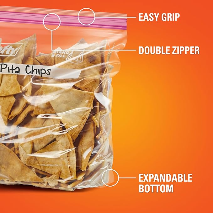 Hefty Press to Close Plastic Bags for Food Storage, Gallon Size, 20 Count