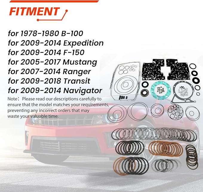 6R80 Transmission Master Rebuild Kit, Compatible with 2009-2014 Expedition F-150 2005-2017 Mustang 2007-2014 Ranger, Automotive Replaces Transmission Overhaul Steel Part with Clutch Plates Kit