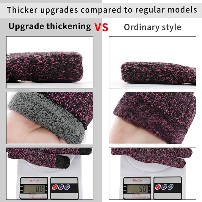 Achiou Winter Gloves for Men Women, Touch Screen Gloves, Upgraded Thicken Anti-Slip Silicone Gel, Thermal Soft Knit Lining