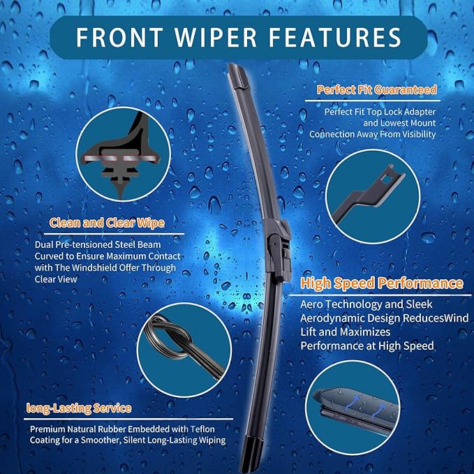 Wiper Blades Set for 2024-2025 Chevy Trax — Front & Rear Windshield Wiper Kit (26” + 16” + 11”), Original Equipment Fit, All-Weather Rubber Blades