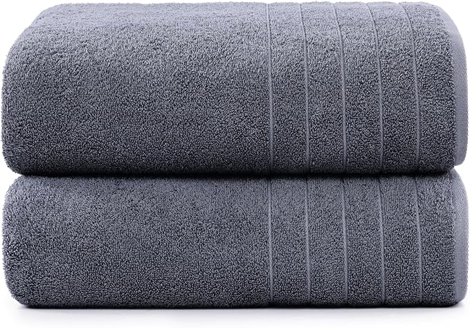 Casa Platino Bath Sheet Towels, 2 Pack 36"x72" 100% Ring Spun Cotton, Lightweight, Absorbent, Quick Dry - Cool Grey