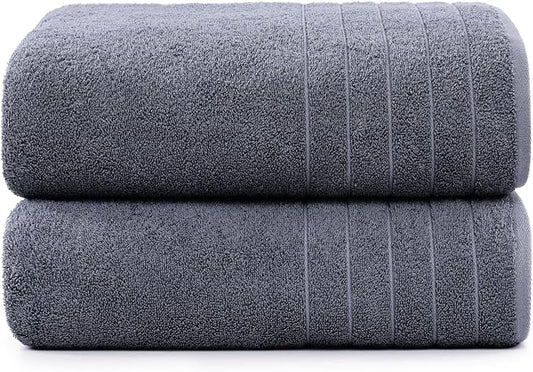 Casa Platino Bath Sheet Towels, 2 Pack 36"x72" 100% Ring Spun Cotton, Lightweight, Absorbent, Quick Dry - Cool Grey