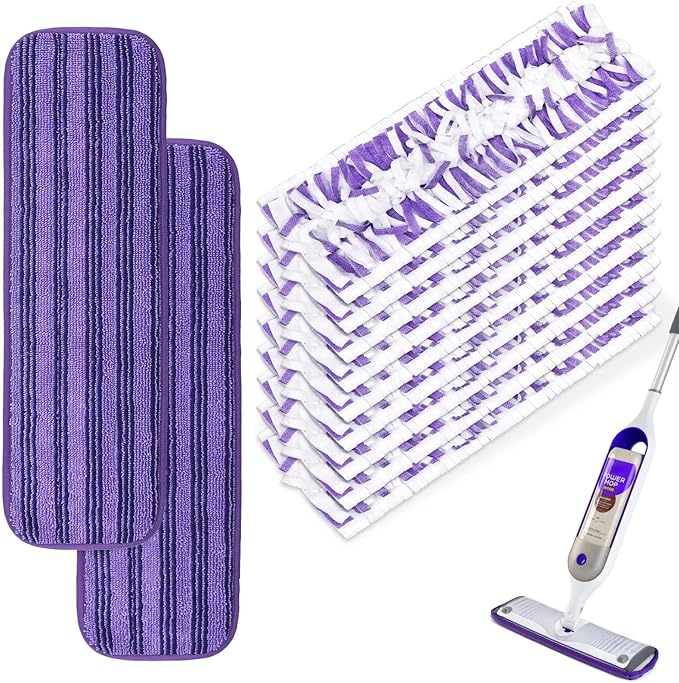Mop Pads Refills for Swiffer Power Mop, 11 Count Refill Pads for Swiffer Powermop Contains 9 Disposable Mop Pads Refills for Power Mop and 2 Reusable Mop Pads for Power Mop, Refill Pads for Powermop