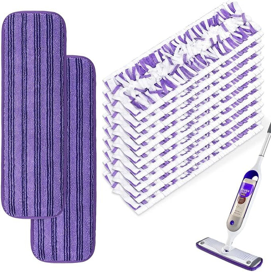 Mop Pads Refills for Swiffer Power Mop, 11 Count Refill Pads for Swiffer Powermop Contains 9 Disposable Mop Pads Refills for Power Mop and 2 Reusable Mop Pads for Power Mop, Refill Pads for Powermop