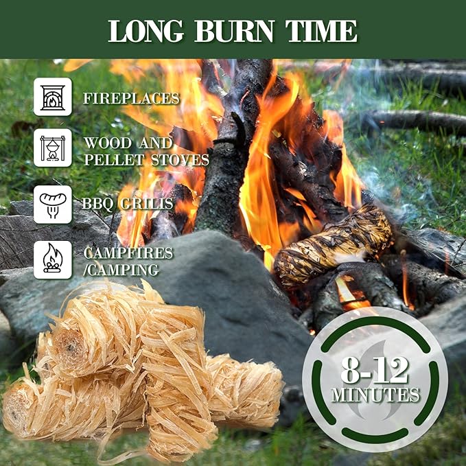 150 PCS Fire Starters for Campfires Grill BBQ Camping Fireplace Fire Pit,Quick Light Wood Charcoal Fire Starter, Waterproof-Natural Fire Starters Camping fire Starter Charcoal Starters