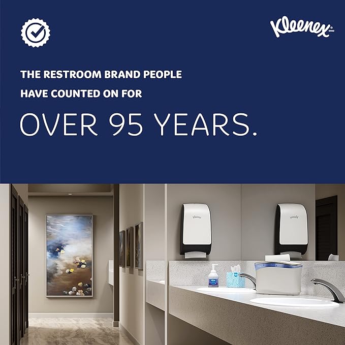 Kleenex Professional Hard Roll Paper Towels, Bulk (54471), Hardwound, Elevated Design, Premium Absorbency Pockets, White, for ScottBrand Blue Core Dispensers (6 Rolls at 500' Each, 3,000'/Case)