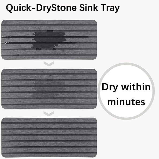 2 PCS Water Absorbent Diatomite Coasters (10.2" x 4"), Grooved Design, Water Absorbing Stone Used for Hand Soaps & Plants & toiletries in The Modern Home