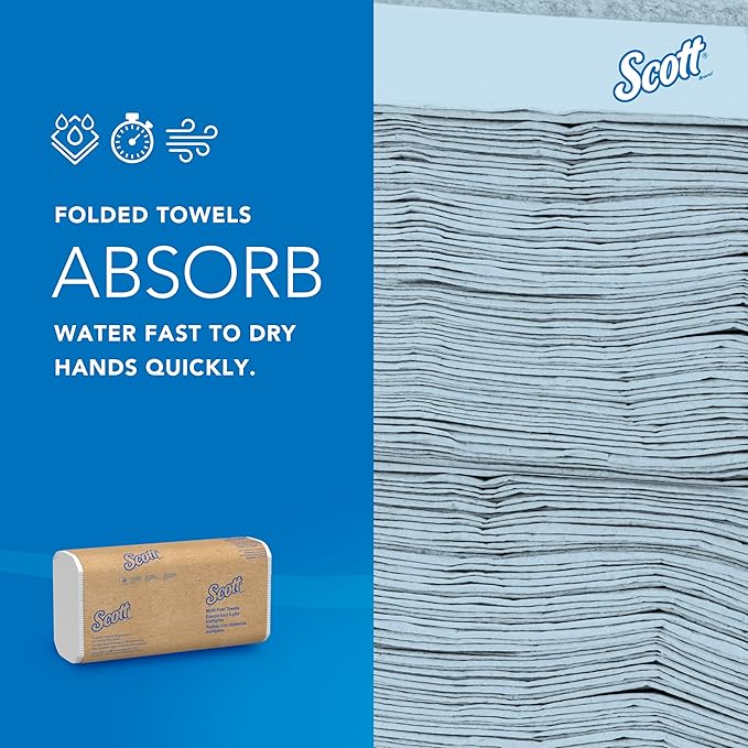 Scott Professional Universal Multifold Paper Towels, Bulk (01840), Absorbency Pockets, White, 9.2'x9.4' Towel, Compressed, Compact (250 Sheets/Pack, 16 Packs/Case, 4,000 Sheet Total)