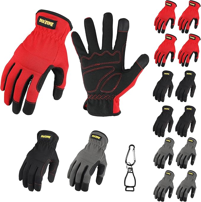 High Performance Work Gloves For Men(12 Pairs Pack), High Dexterity Touch Screen For Multipurpose,Excellent Grip (Medium)