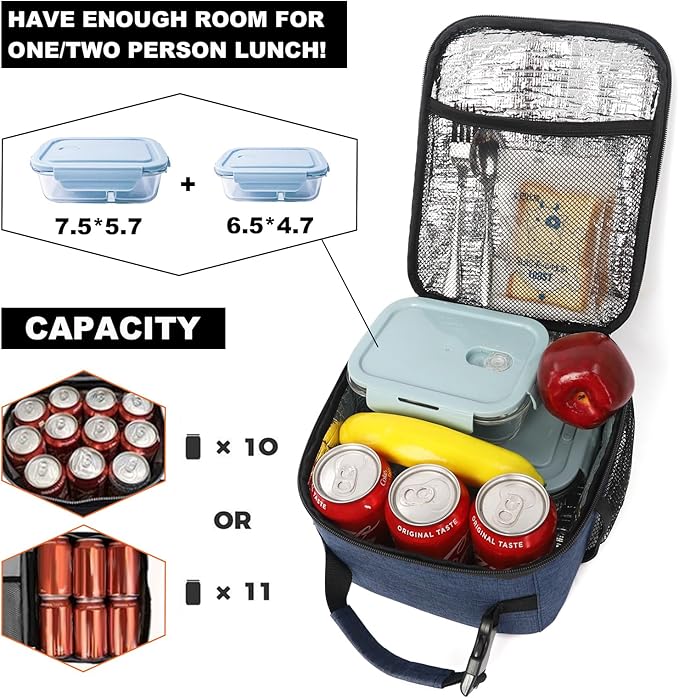 Femuar Lunch Box for Men Women Adults, Small Lunchbox for Work Picnic - Reusable Lunch bag Portable Lunch tote, Blue