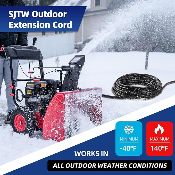 25 FT Outdoor Extension Cord with Multiple Outlets, 12 Gauge Heavy Duty Black Extension Cord Waterproof with 3 Outlet, 3 Prong Power Cord for Garden and Home Use Indicator Light, ETL Listed