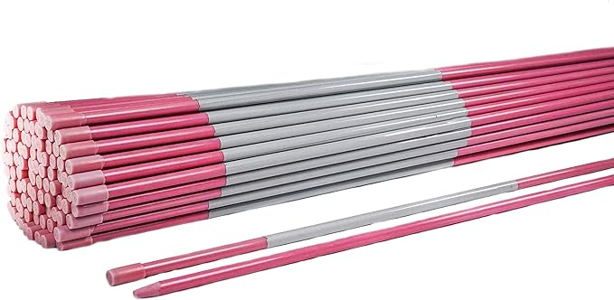 4ft Pro Snow Stakes - 48" x 5/16" Driveway Markers, Pointed Tip, Hy Viz Reflective Tape, Armor Cap (Choose Color/Quantity) (100, Pink)