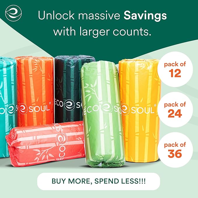 Eco Soul Bamboo Paper Towel Set Of 6 Rolls |150 Sheets Per Roll | Ultra Absorbent, Eco-Friendly, Sustainable, Food Safe Kitchen Paper Towel