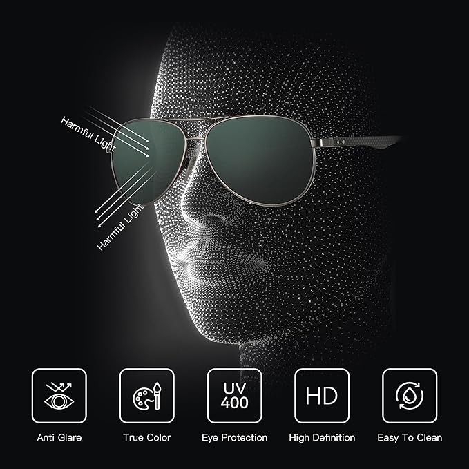 ZENOTTIC Polarized Aviator Sunglasses for Men Carbon Fiber Temple Pilot Sun Glasses with Mirrored Lens UV Protection
