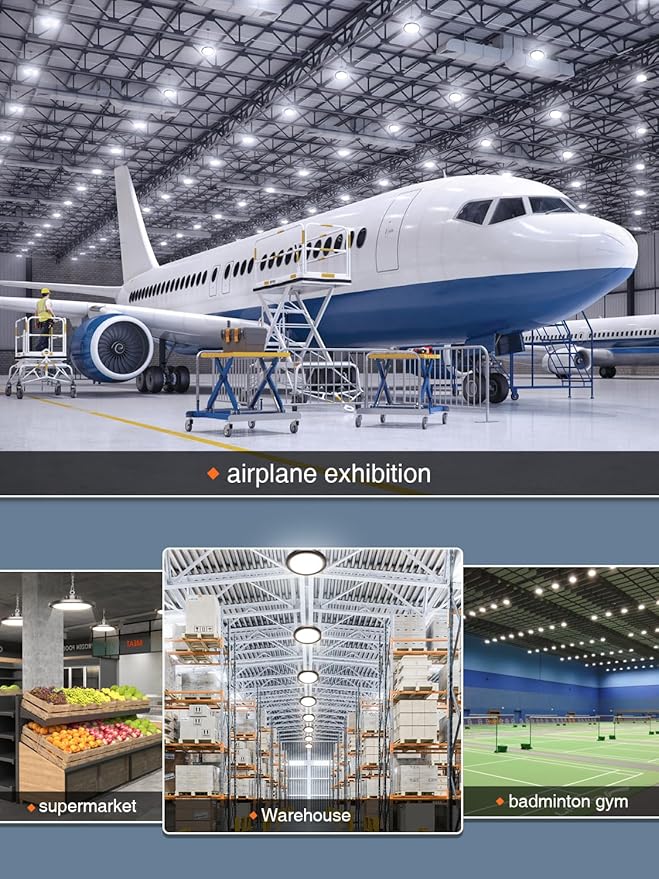 Super Bright 250w Ufo Led High Bay Light 4 Pack,5000k 35000lm High Bay Led Shop Lights With 5' Cable Plug,Hanging Shop Lights Garage Barn Lighting Light With Garage Workshop Factory Barn Warehouse