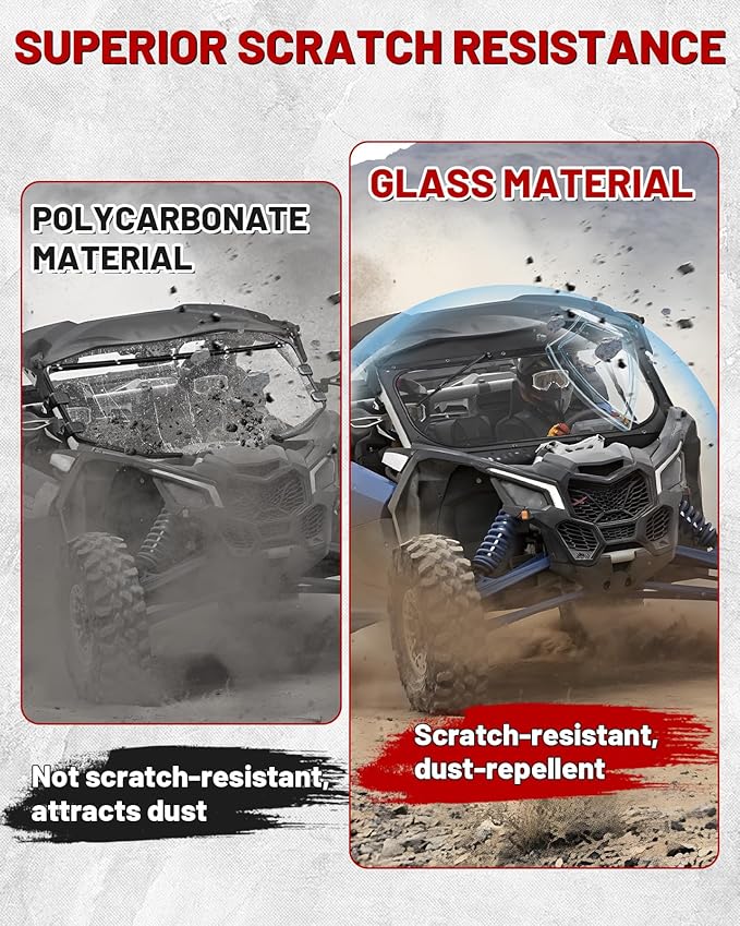 StarknightMT Maverick X3 Glass Windshield With Wipers Sliding Vents - Scratch Resistant X3 Windshield Compatible With Can Am Maverick X3 XRS XDS Turbo R 2017-2025,DOT Approved Laminated Safety Glass
