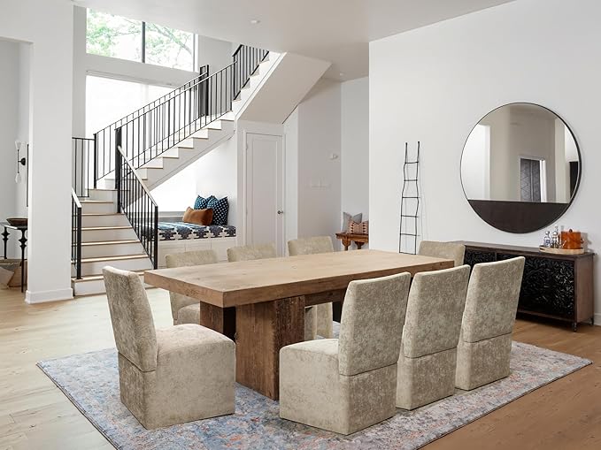 Upholstered Dining Chairs Set of 4 Modern Kitchen & Dining Room Chairs Linen Fabric Dining Chairs with Wooden Frame, Khaki