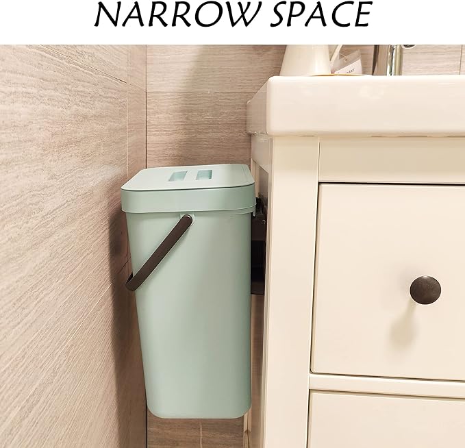 stonespace Compost Bin Kitchen, Under Sink Compost Bin Indoor Sealed, 3.2 Gallon/12L Compost Bucket for Kitchen, Wall Mounted Trash Can，Small Trash Can with Lid，1 Pack Blue