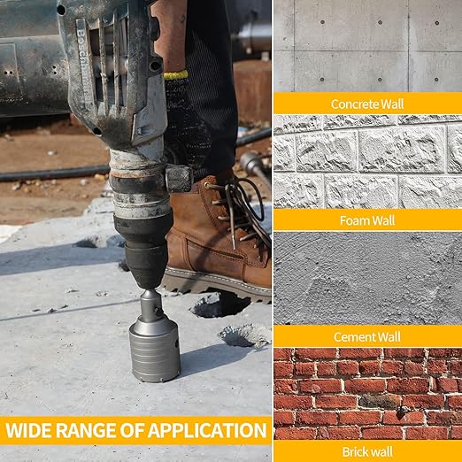 Concrete Hole Saw Kit of 20PCS & Hole Saw Set with SDS Plus & Max Shank Wall Hole Saw Drill Bit for Concrete Brick Stone Cement Wall