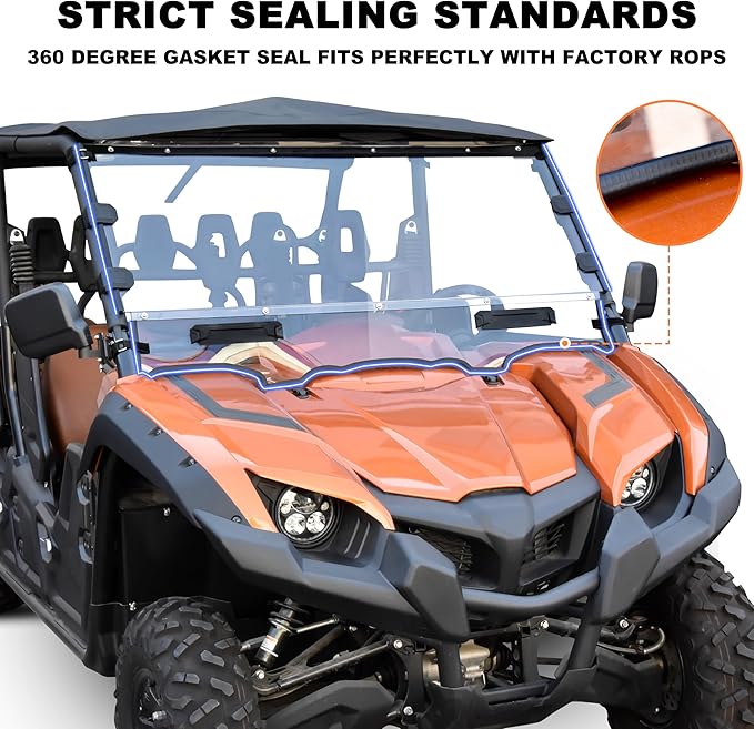 SAUTVS Full Windshield for Yamaha Viking VI, Clear Dustproof Durable Hard Coat Poly Vented Front Windshield for Yamaha Viking 2014-2025 Accessories