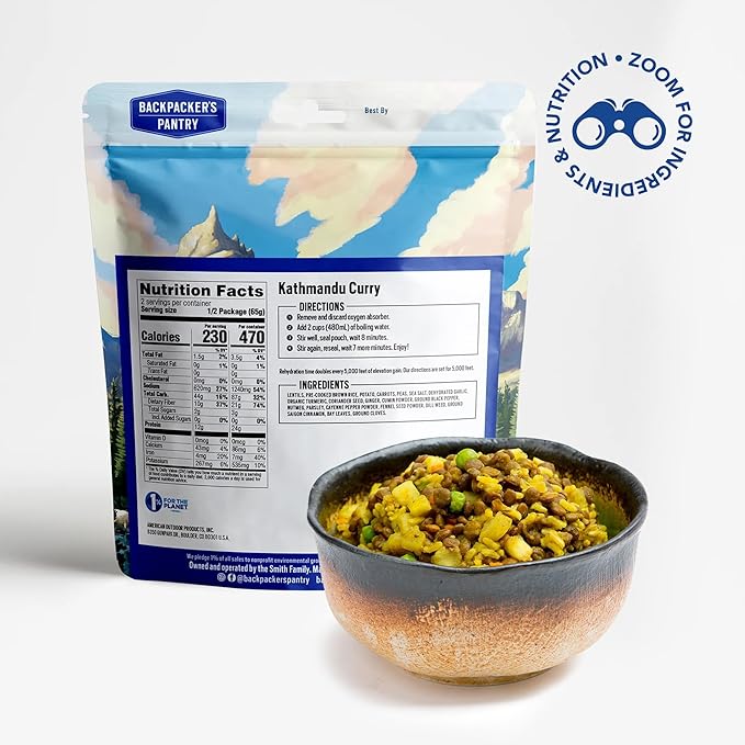 Backpacker's Pantry Kathmandu Curry - Freeze Dried Backpacking & Camping Food - Emergency Food - 24 Grams of Protein, Vegan, Gluten-Free - 6 Count