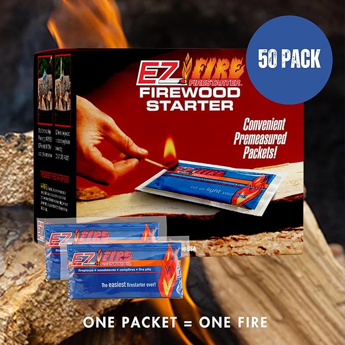 – All-Natural Fire Starters for Campfires, Fire Pits, BBQs & Fireplaces – Long Burning, Weather-Resistant, Non-Toxic & Easy to Light | 50 Pack