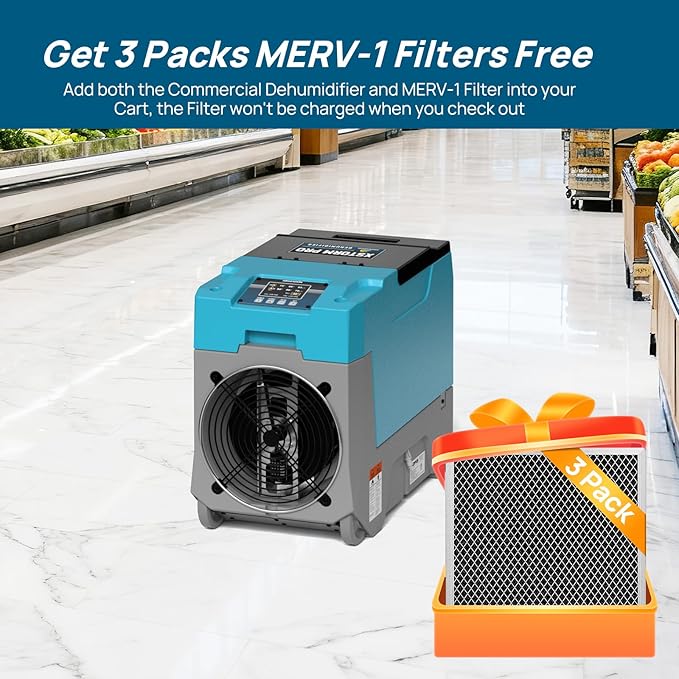 ARGENDON 180 PPD Commercial Dehumidifiers, Crawl Space Dehumidifier with Pump, Auto Defrost, Memory Starting for Home/Industry Use, Water Damage Restore, Garage, Basement, Limited 5-Year Warranty