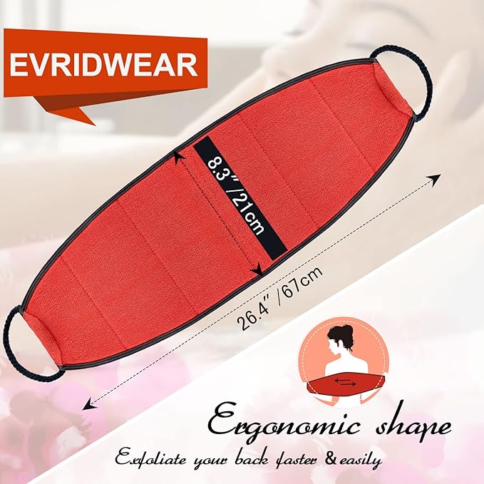 Evridwear Exfoliating Body Scrubber with Handles Back Washer Back Scrubber for Shower Bath Dry Skin Whole Body Deep Clean Men Women(Moderate)