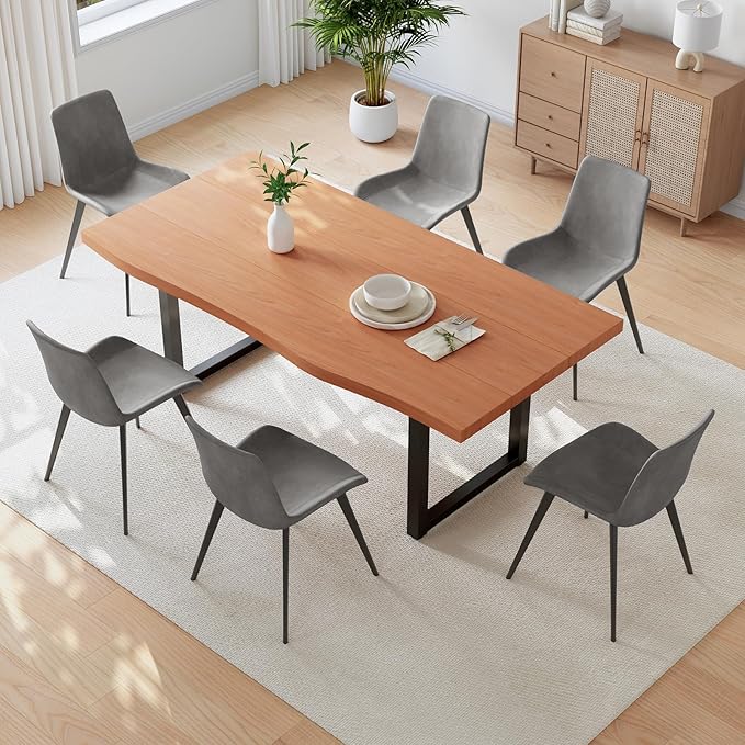 63" Wooden Dinner Table Det for 4, Modern Kitchen Table Set of 6, Thickened MDF Living Room Table for Dining Room, Kitchen, Office