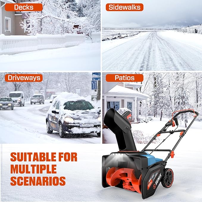 SENIX Electric Snow Blower,18 Inch Snow Thrower, Corded Snow Blower with 8-Inch Clearing Depth, 600lbs/min, 33ft Max Throw Distance, 15Amp 1700 Watt Motor, 4 LED Lights (STE14-M)