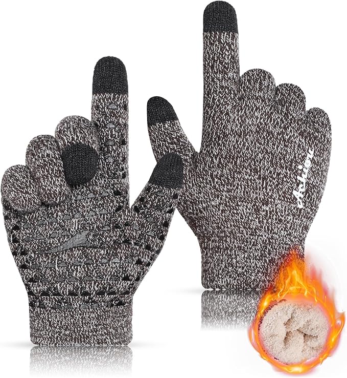 Achiou Winter Gloves for Men Women, Touch Screen Gloves, Upgraded Thicken Anti-Slip Silicone Gel, Thermal Soft Knit Lining