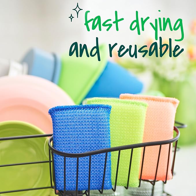 Scotch-Brite Dobie Colors Pads, Dobie Sponge for All Purpose Cleaning of Kitchen, Bathroom, and Household, Non Scratch Pads Safe for Non-Stick Cookware, 24 Count