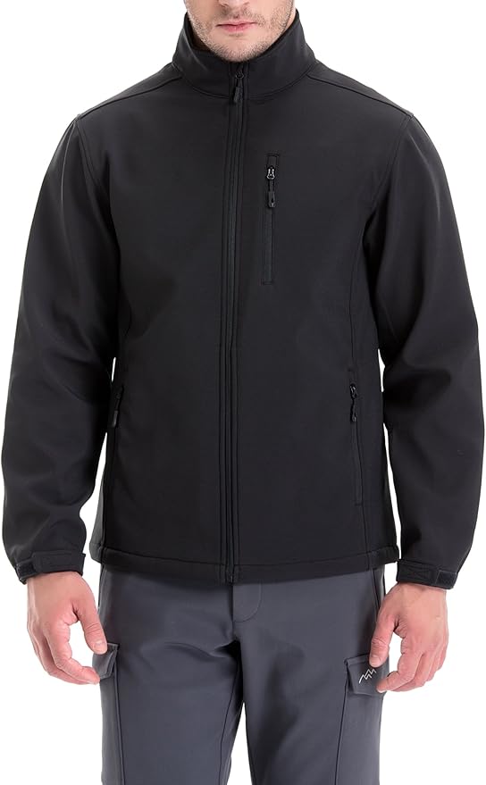 TRAILSIDE SUPPLY CO. Men's Softshell Jacket Fleece Lined Windbreaker,Lightweight Water Resistant Winter Coat