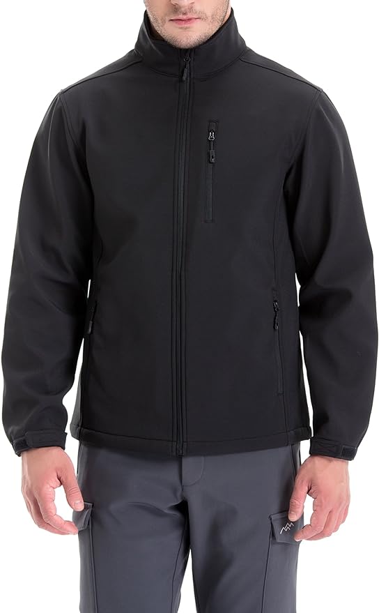 TRAILSIDE SUPPLY CO. Men's Softshell Jacket Fleece Lined Windbreaker,Lightweight Water Resistant Winter Coat