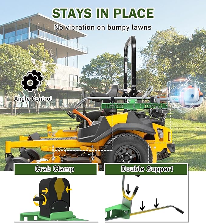 ELITEWILL Lawn Mower Trimmer Racks, Weed Eater Rack Holder for Zero Turn Mowers,Quick Clamp & Locking System for Landscaping Lawn Care, Green