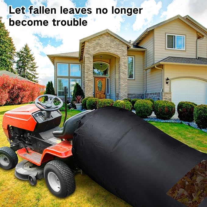 Patelai 2 Pcs 2025 New Lawn Tractor Leaf Bag 420d Grass Catcher Bag for Riding Lawn Mower, 78.7 x 52 Inch Large Capacity Grass Catcher for Leaf Collection Heavy Duty Material Collection(Black)