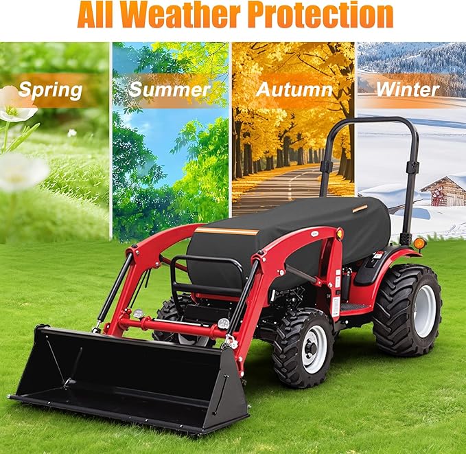 Waterproof Heavy Duty Half Tractor Cover 600D Oxford – Fits John Deere, Kubota, Mahindra, New Holland, Bobcat Tractors All Weather Protection, 76"L x 24"W x 22"H(Packaging Varies – Product Unchanged)