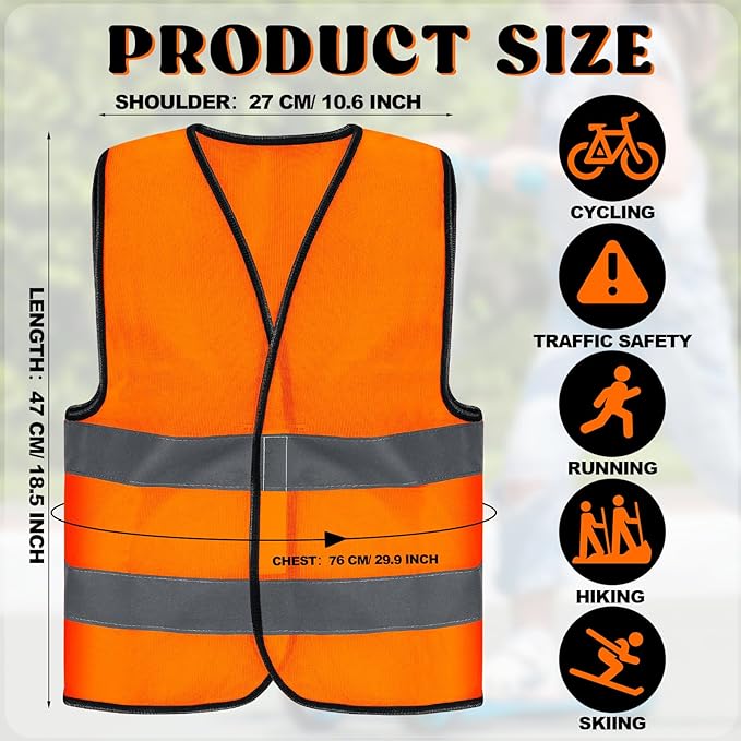Zhanmai Kids Safety Vest Bulk High Visibility Reflective Construction Vest with Strips Neon for Traffic Child Outdoor
