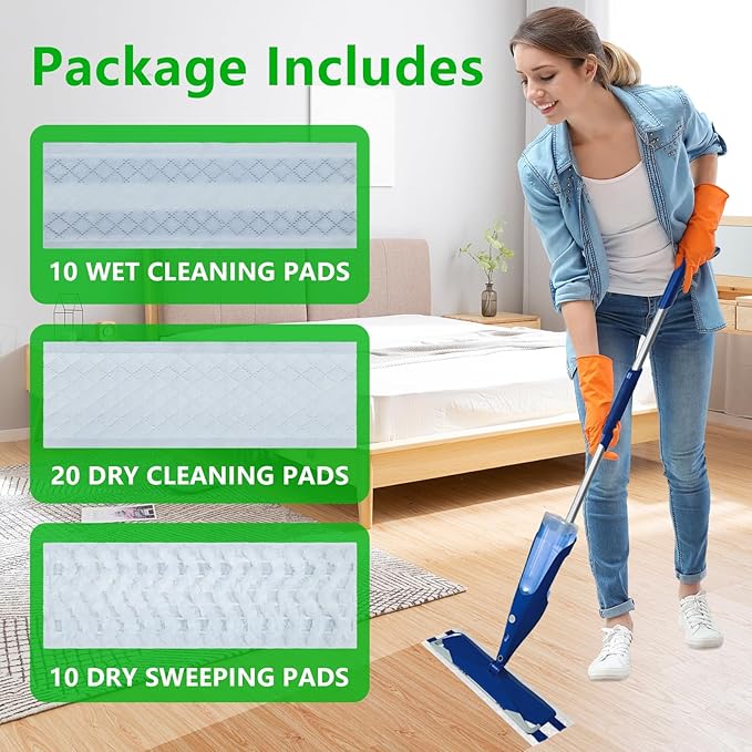 40 Count Dry+Wet Hardwood Floor Cleaner Pads for Bona Mop Replacement Pads XL Disposable Wet Cleaning Pad Multi Surface Floor Pads Refill Compatible with Bona, Rubbermaid, Libman and Swiffer Power Mop